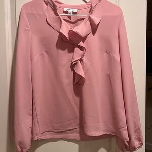 Nine West Pink Ruffle Blouse
